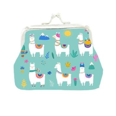 Imagem de Hasp Zero Carteira fofa artificial PU desenho animado alpaca bolsa de moedas durável suave mini bolsa de dinheiro feminina (D)