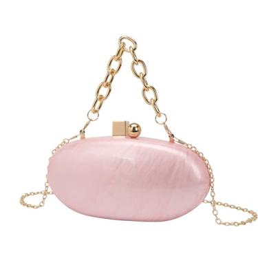 Imagem de KKFAUS Bolsas femininas de acrílico, bolsas carteiro de ombro de corrente elegantes bolsas para telefone, rosa, 21x8x10.5cm