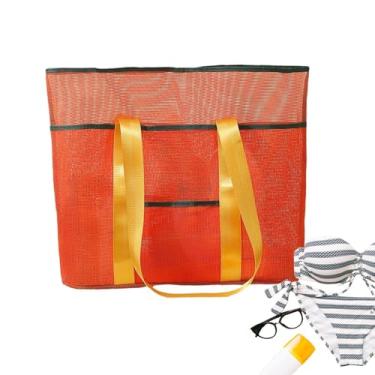 Imagem de Saco De Praia Impermeável,Saco Com Grande Capacidade Impermeavel E Rede, de Viagem para Cosméticos ao Ar Livre - Para Toalhas Brinquedos Cosméticos Piscina Ginásio Natação Viagem Exterior Família