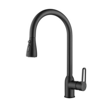 Imagem de Torneira Misturador Gourmet Cozinha Preto Fosco Bica Extensível HB-M13