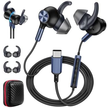 Imagem de iMangoo Fones de ouvido com fio tipo C para fones de ouvido Apple com fio USB C com microfone, fones de ouvido magnéticos leves para home office, fones de ouvido com fio para discórdia e zoom USBC