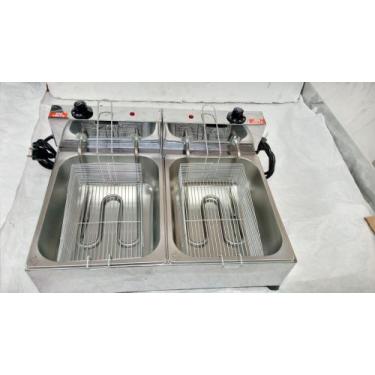 Imagem de Fritadeira elétrica industrial 2 cubas 10 litros em inox - MORAIS COIF