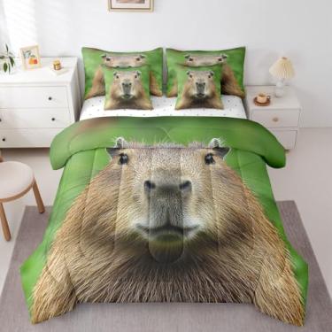 Imagem de Erosebridal Conjunto de edredom com 7 peças de capivara para crianças, crianças, crianças, amantes de animais de estimação, conjunto de edredom com edredom 3D, zoológico, animais de estimação e