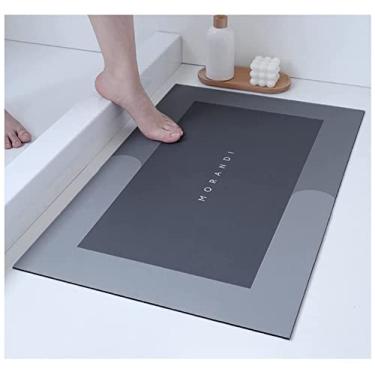 Imagem de MORANDI - Tapete de banho de terra de diatomáceas, tapete de chuveiro de terra de diatomáceas, tapete de banheiro minimalista antiderrapante, super absorvente, fácil de limpar (cinza, 59,9 cm x 90,9