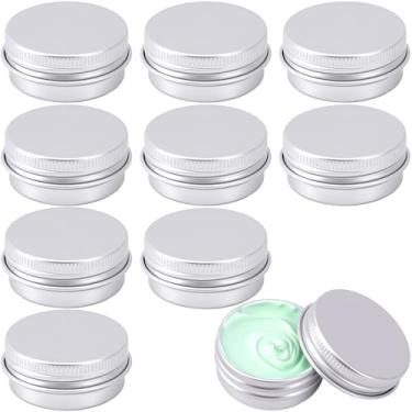Imagem de Winsyison Pacote com 10 latas de metal, potes pequenos de pomada com tampas, mini frascos de 15 ml, recipientes recarregáveis para bálsamo labial, cremes, produtos de higiene pessoal, amostras de