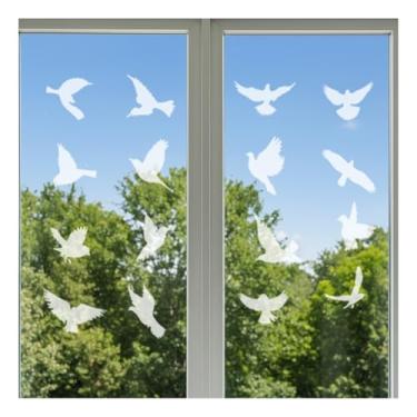 Imagem de ZJO Adesivos de janela de pássaro, 16 peças, decalques antircolisão UV refletivos para evitar batidas de pássaros em portas e janelas de vidro, adesivos transparentes reutilizáveis