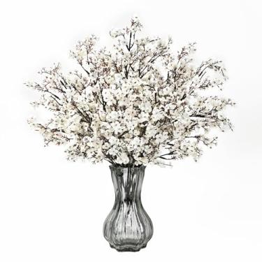 Imagem de Waipfaru 15 peças de flores falsas de seda para bebês, flores artificiais brancas de toque real, volume com hastes dobráveis, flores falsas brancas para decoração de mesa de festa de casamento na