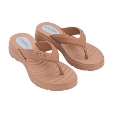 Imagem de Sandália de Dedo Salto Anabela Comfort Feminina Azaleia Marrom Claro 39/40-Feminino