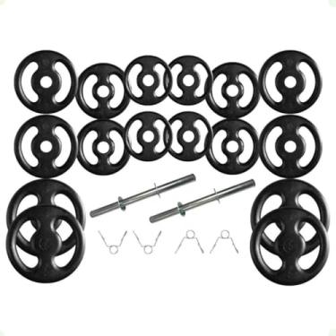 Imagem de Kit com Barras de Halteres e Anilhas de Ferro Fundido - 44 Kg
