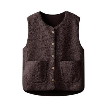Imagem de Colete De Pelúcia Teddy Feminino Sem Mangas Jaqueta Curta De Plush Out