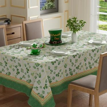 Imagem de XCHI Shamrocks Clovers Toalha de mesa de dia de São Patrício retangular toalha de mesa lavável para decoração de festa em casa 152 x 300 cm
