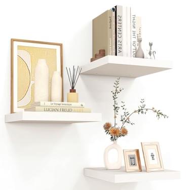 Imagem de Venusmiles Prateleiras quadradas flutuantes para parede, 30 cm L x 30 cm P x 3 cm A, pacote com 3 pequenas prateleiras de madeira projetadas montadas na parede com suportes invisíveis para sala de