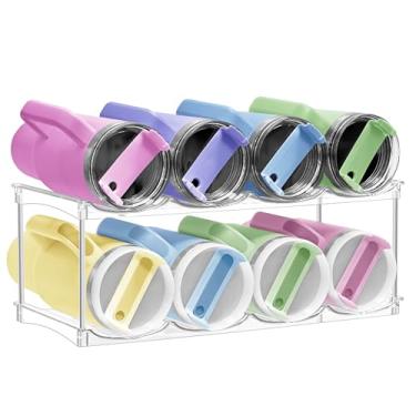 Imagem de Spaclear Organizador empilhável de garrafa de água para copos Stanley de 1,134 g – Suporte de garrafa de água de acrílico para armário, despensa, organizador de copos transparente, armazenamento de