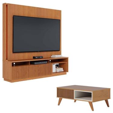 Imagem de Estante Home Theater Jordão Freijó Com Mesa De Centro Jeri Freijó Off White - Colibri