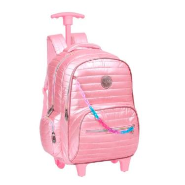 Imagem de Mochila De Rodinhas Juvenil Rosa Matelassê Yepp Rosa