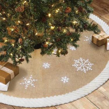 Imagem de Saia de árvore de Natal, nossa estopa de pele branca quente de floco d