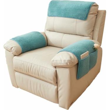 Imagem de Protetor de apoio de braço para poltrona reclinável com bolso lateral deslizante, elástico e com compartimento para guardar objetos. Ideal para sofás e poltronas reclináveis.