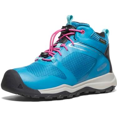 Imagem de KEEN Bota unissex infantil Wanduro de altura média à prova d'água, fácil de colocar e durável tênis de caminhada, Fjord Blue/Fúcsia Roxo, 6 Big Kid