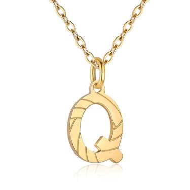 Imagem de RUOOUY Colar feminino com inicial de voleibol, banhado a ouro 18K, pingente de letra A-Z, joias de vôlei, acessórios esportivos, presente de Natal para namorada e filha, Aço inoxidável, Sem Pedra