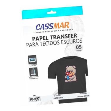 Imagem de Papel Transfer Jato De Tinta A4 Tecidos Escuros 75g/m² 5 fls Cassmar