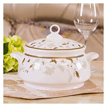 Imagem de Conjuntos de louça de porcelana, conjuntos de pratos de porcelana de osso de luxo, tigelas/pratos de jantar/panela/pires, acabamento padrão dourado para cozinha diária (tamanho: conjunto de 56 peças