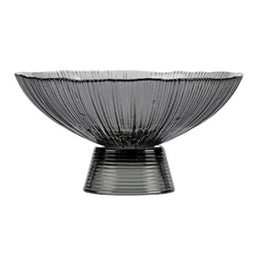 Imagem de Pratos de frutas decoração de alta qualidade prato de frutas de vidro listrado doméstico lanches de pé alto prato de armazenamento de doces tigela de salada pratos de frutas/prato de frutas