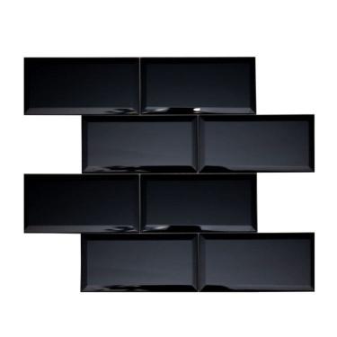 Imagem de Kit 1m² Pastilha de Vidro Refletivo 37cm X 30cm Preto