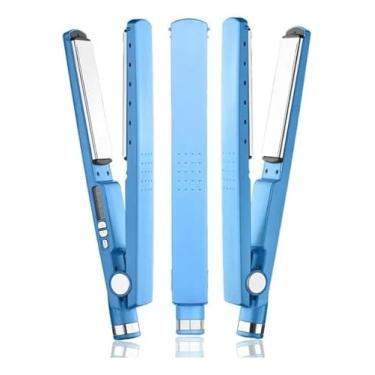 Imagem de Prancha Alisadora de Cabelo Nano Titanium Premiun 450º Azul com Placas de Cerâmica - Chapinha Modeladora Progressiva Elétrica Bi-Volt 110/220V - Ideal para Cuidados