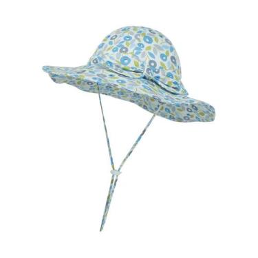 Imagem de Chapéu De Sol Infantil De Aba Larga Em Algodão Com Estampa Floral Para