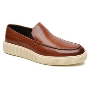 Imagem de Sapato Mocassim Masculino Em Couro Legitimo Loafer sola Konna cor Whis