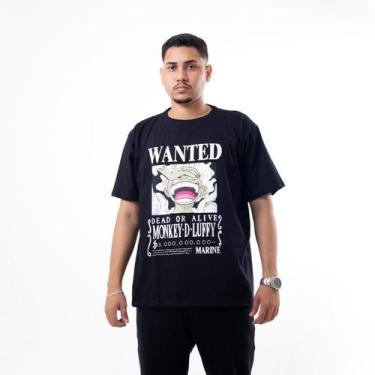 Imagem de Camiseta Wanted Monkey D Luffy Adulto - Glev.Conceito, P, Preto