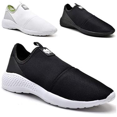 Imagem de Kit 3 Pares Tênis Meia Masculino Tecido Elástico Casual Black + Branco + Preto 34