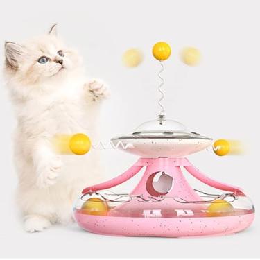 Imagem de Brinquedo de Vazamento Giratório para Gato - Rollover Alivio Tédio Trilha Self-Hi Divertido Moinho Vento Feliz