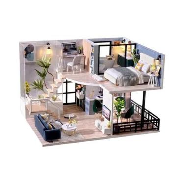 Imagem de Kit De Casa De Bonecas Em Madeira 3D Feito À Mão Com Móveis Em Miniatu