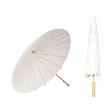 Imagem de Guarda-chuva De Papel Branco Para Casamento 60/84cm DIY, Decoração Par