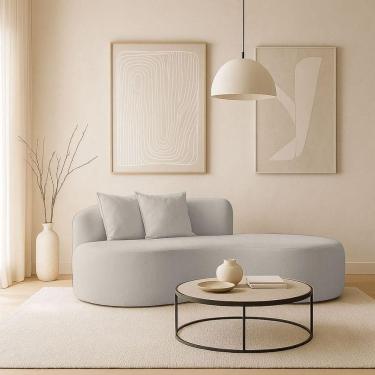 Imagem de Sofá Confortável Orgânico Design Elegante Bouclé Bege