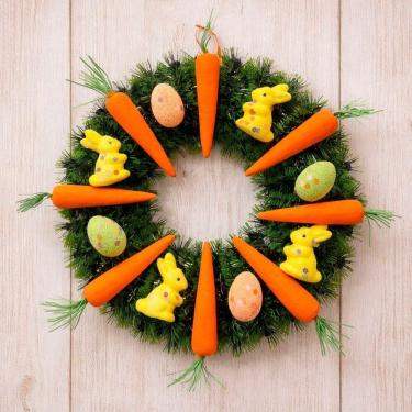 Imagem de Guirlanda Páscoa Decoração Coelho Cenoura Enfeite Porta 40cm