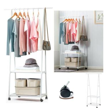 Imagem de Arara Guarda Roupas Sapatos Cabideiro Sapateira Organizaçao Com Roda M