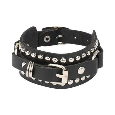 Imagem de Pulseira Unissex Punk Gótica Rock Com Pontas E Rebites, Bracelete De P
