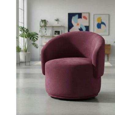 Imagem de Poltrona Decorativa Giratória Sala de Estar Recepção Suede Jasmine Bordô
