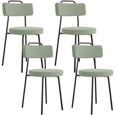 Imagem de Kit 04 Cadeiras Decorativas Estofada Para Sala De Jantar Barcelona L02 Bouclê Oliva - Lyam Decor