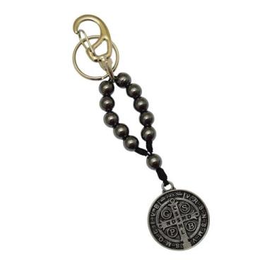 Imagem de Chaveiro Hematita Dezena Medalha de São Bento AR0092 - Artigos Religio