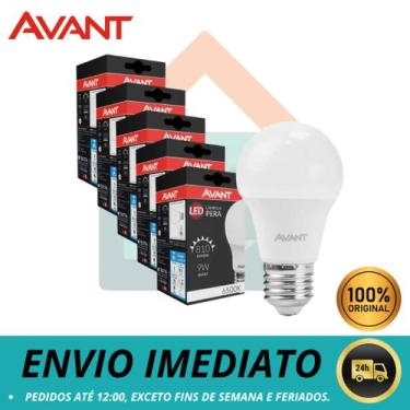 Imagem de Lâmpadas Kit com 5 Led Bulbo 9W 6500W Branco Frio Avant