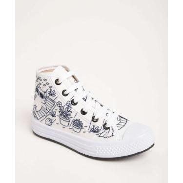 Imagem de Tênis Infantil Casual Cano Alto Estampado-51063 - Star Chic, Branco, 2