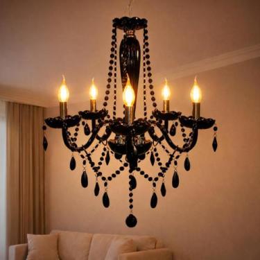 Imagem de Lustre Luminaria led Baronesa 5xE14 Preto Brilho Cod: 785070070 Avant