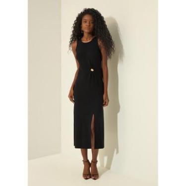 Imagem de Vestido Chá Com Fenda Em Malha Tricô-Feminino