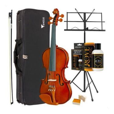Imagem de Kit Violino Eagle Ve441 Profissional Completo 4/4 + Limpador Rove + Su