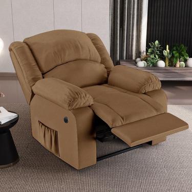 Imagem de Poltrona Do Papai Reclinável Sala De Cinema Barcelona Elétrica Massagem Usb Pu Caramelo