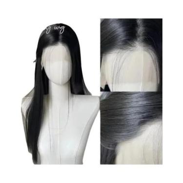 Imagem de Peruca Sintética Longa Lisa Loiro Platina 26 Polegadas 13x4 Lace Front