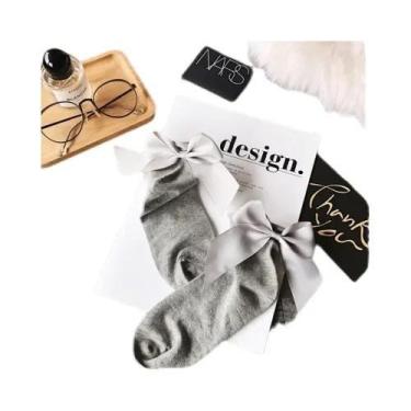 Imagem de Meias De Algodão Femininas Harajuku Com Laço Para O Tornozelo, Estilo 